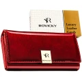 Duży, skórzany portfel damski w czerwonym kolorze  - Rovicky