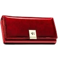 Duży, skórzany portfel damski w czerwonym kolorze  - Rovicky