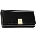 Duży, skórzany portfel damski w czarnym kolorze  - Rovicky