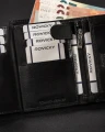 Skórzany, pionowy portfel męski bez zapięcia - Rovicky