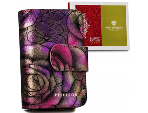 Skórzany portfel damski z kwiecistym wzorem - Peterson