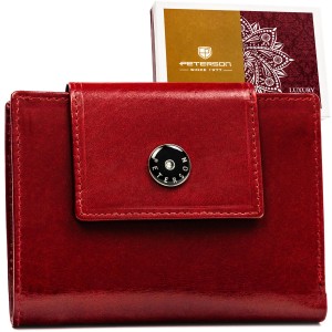 Skórzany portfel damski w czerwonym kolorze - Peterson