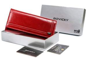 Skórzany portfel damski na karty z ochroną RFID  - Rovicky