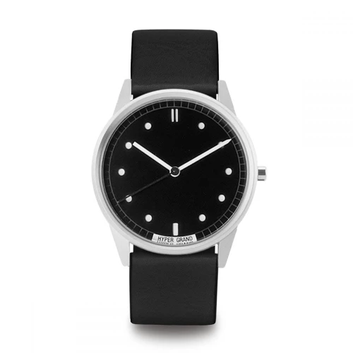 Zegarek HYPERGRAND 01NATO Silver Black CLASSIC BLACK LEATHER CW01SBBLK