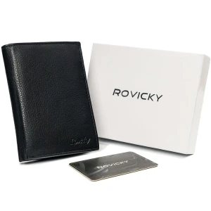Portfel męski ze skóry naturalnej czarny RFID — Rovicky