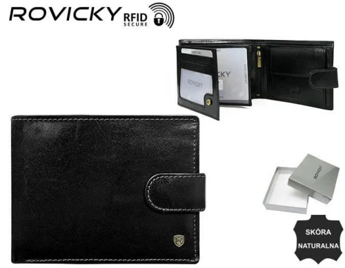 Klasyczny skórzany portfel męski RFID - Rovicky