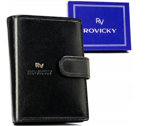 Skórzany, pionowy portfel męski - Rovicky