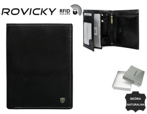 Portfel męski z licowej skóry naturalnej - Rovicky