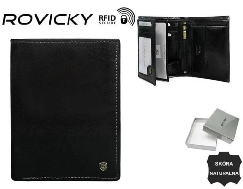 Portfel męski z licowej skóry naturalnej - Rovicky