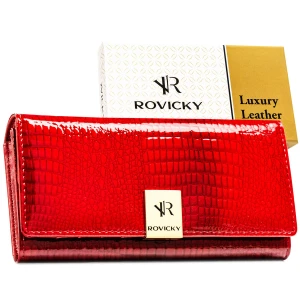 Lakierowany portfel damski ze skóry naturalnej  - Rovicky