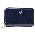 Granatowy portfel-piórnik damski ze skóry ekologicznej  - Rovicky